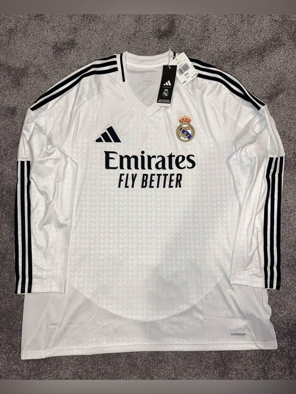 Adidas Real Madrid Home Long Sleeve Jersey 2024/25 Mens Size 2XL IT3442 $110